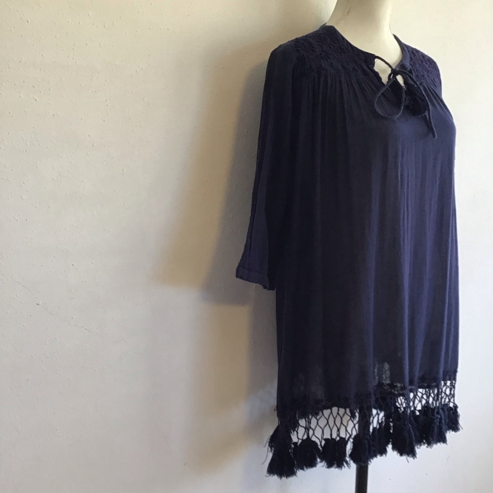 Roller Rabbit Women Elegant Navy Mini Dress XS with Tassels - Picture 4 of 14